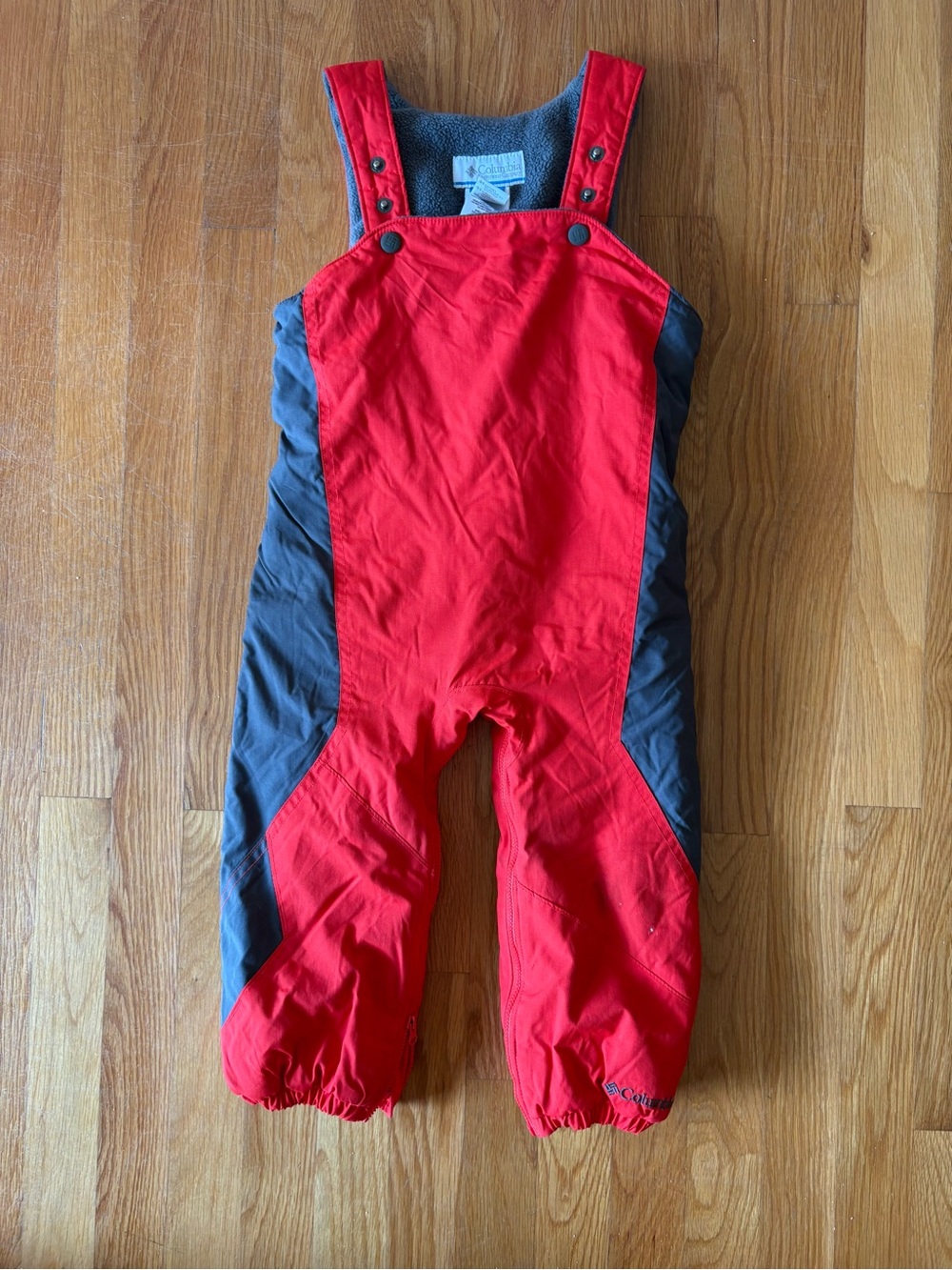 Columbia Red and Gray Kids Ski Bib Overalls